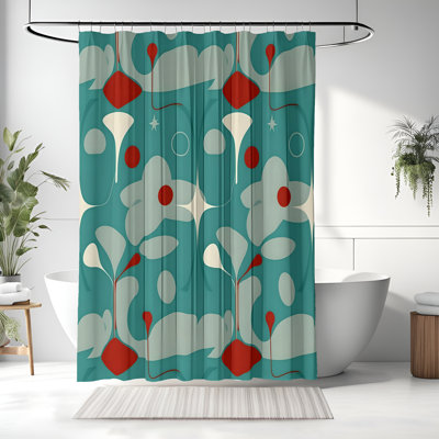Rideau de douche avec tapis de bain