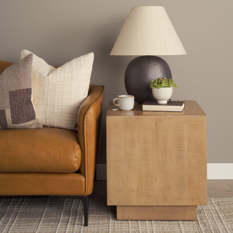 Stalbridge Solid Wood Block End Table, Light Brown