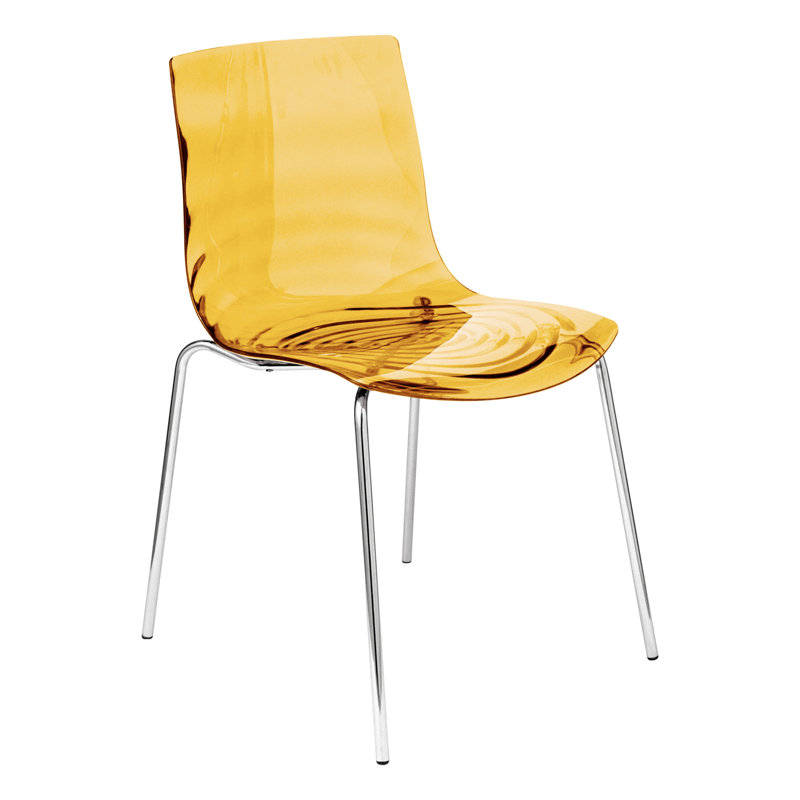Chaise de salle à manger en acrylique transparent Clear Ghost, Orange transparent, Simple
