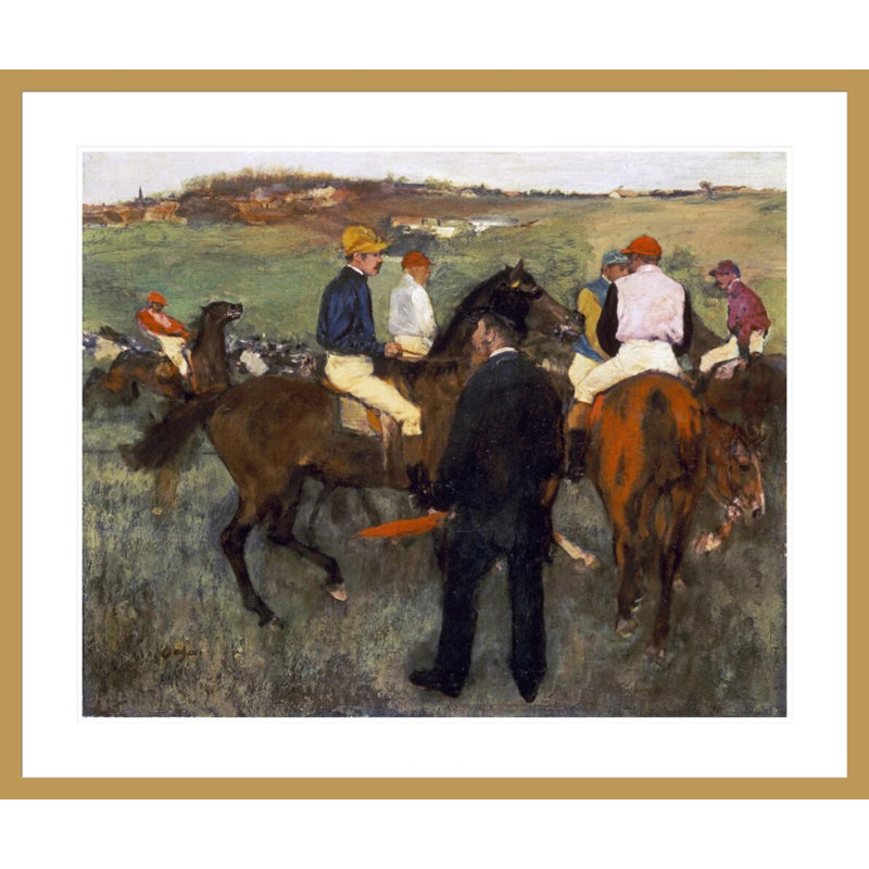 Chevaux de course (Leaving The Weighing) par Edgar Degas, impression giclée encadrée, H 33,5 po x l 39,85 po