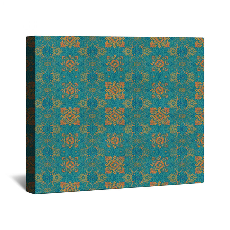 Toile tendue à motif mandala turquoise en plusieurs tailles, 32 x 32 pouces