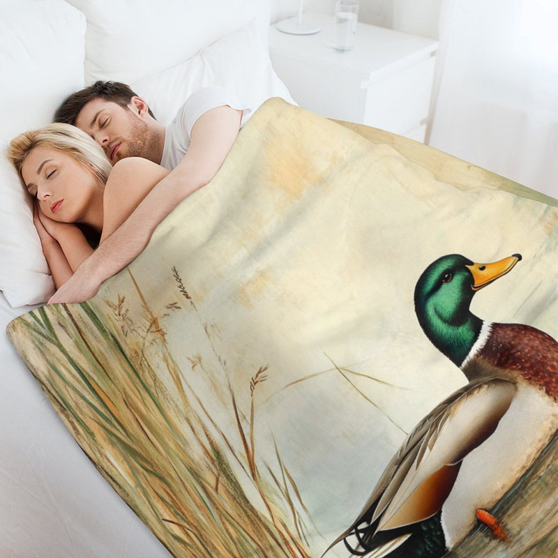 Jeté en flanelle Mallard canard sur Calm Pond, 50x60in