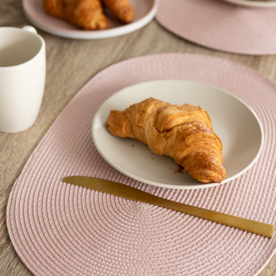 Blush Pink 44 x 29cm Oval Weave Placemats Set of 4