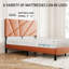 Structure de lit double en métal, lit plateforme carré avec rangement sous le lit, aucun matelas à ressorts requis, brun rétro