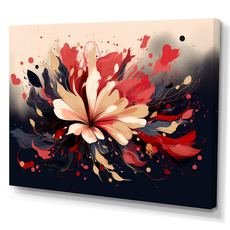 Beige rouge harmonie dans le chaos sur toile, H 24 po x l 32 po x P 1 po, Toile tendue