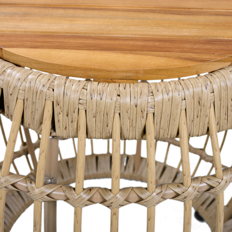 Patio Side Table With Wicker Base