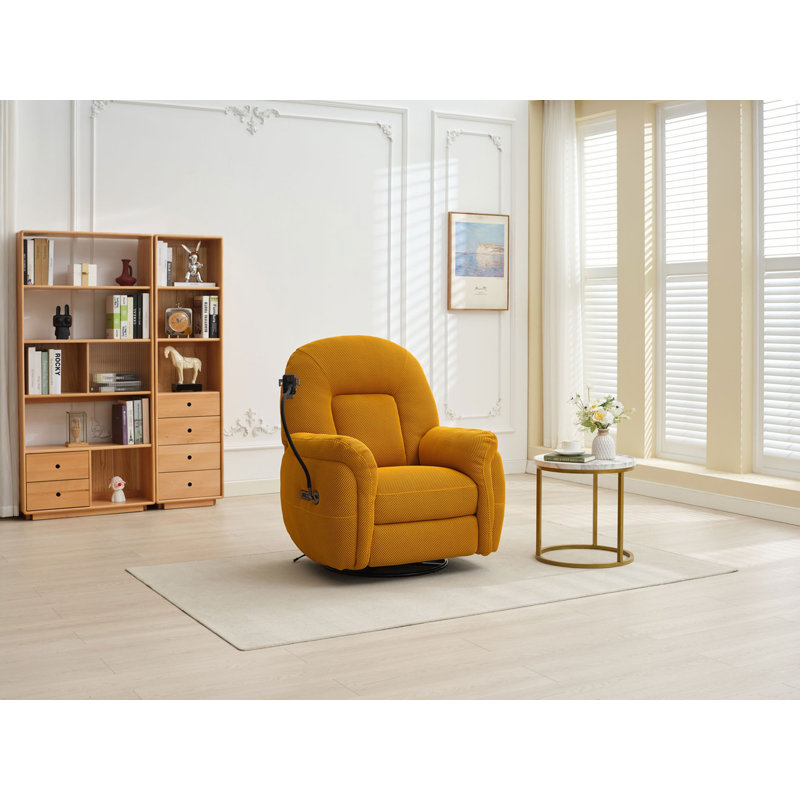 Bavita Upholstered Swivel Armchair, Yellow