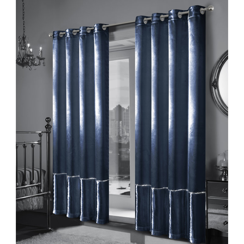 Blackout Curtain Pair, 140 W x 137 D cm, Navy