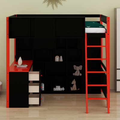 Wood Loft Bed With Desk