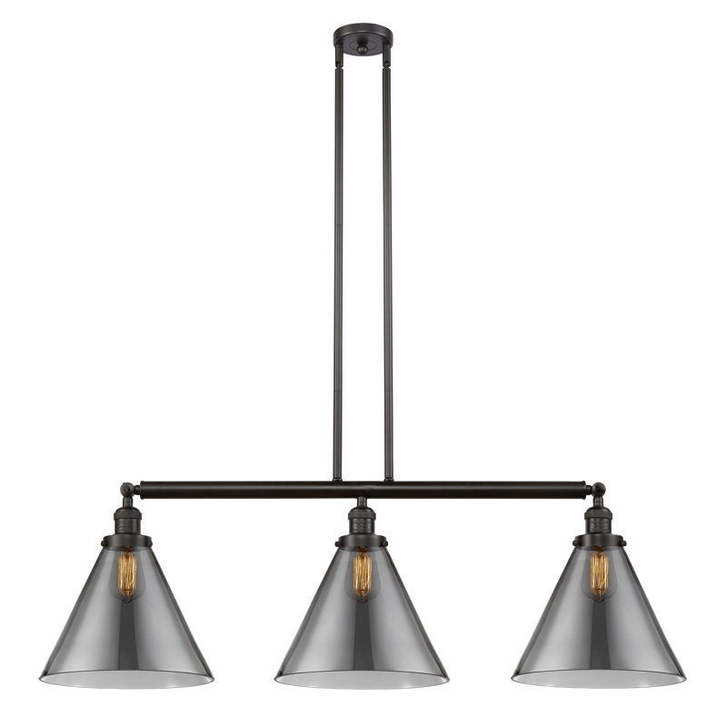 Lemmon 3 - Light Kitchen Island Pendant, Plated Smoke, LED, Oil Rubbed Bronze