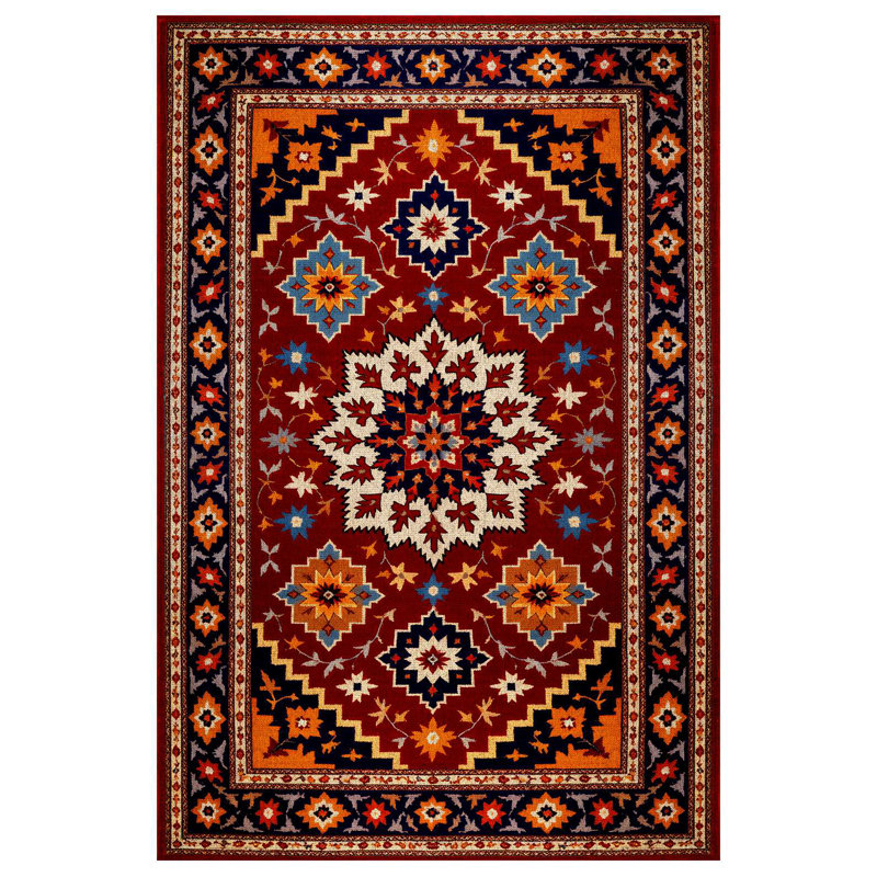 Floral Harmony Collection Digital Print Cotton-Polyester Blend Rug – Red & Floral Pattern, Runner 2'8" x 14'10"