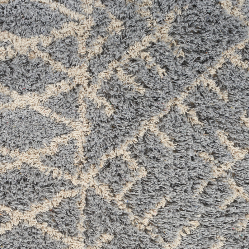 Cotton Geometric Rug, Runner 2'3" x 6', Light Gray