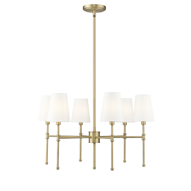 Lustre à 8 lumières de 30 po de largeur Adorra - nickel poli, H 15,75 po x l 25,75 po x P 25,75 po, Laiton rétro, 6