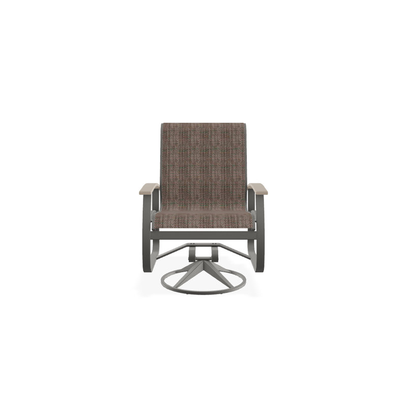 Belle Isle Outdoor Dining Armchair, Desert P60, Textured Snow, Titanium Sunbrella®