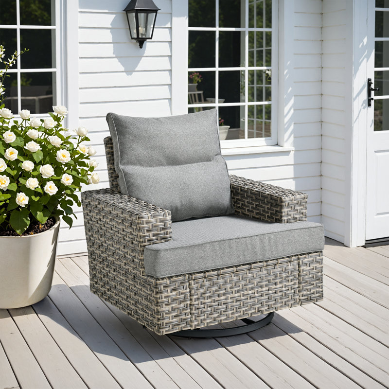 Ensemble de chaises berçantes et de coussins d'extérieur Wahkon, Gris