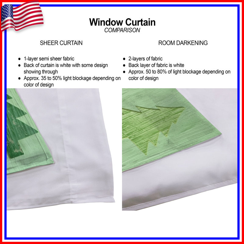 Rideaux de fenêtre Green Tree Silhouettes, 56 po x 76 po - 2 panneaux, Obscurcissement de chambre