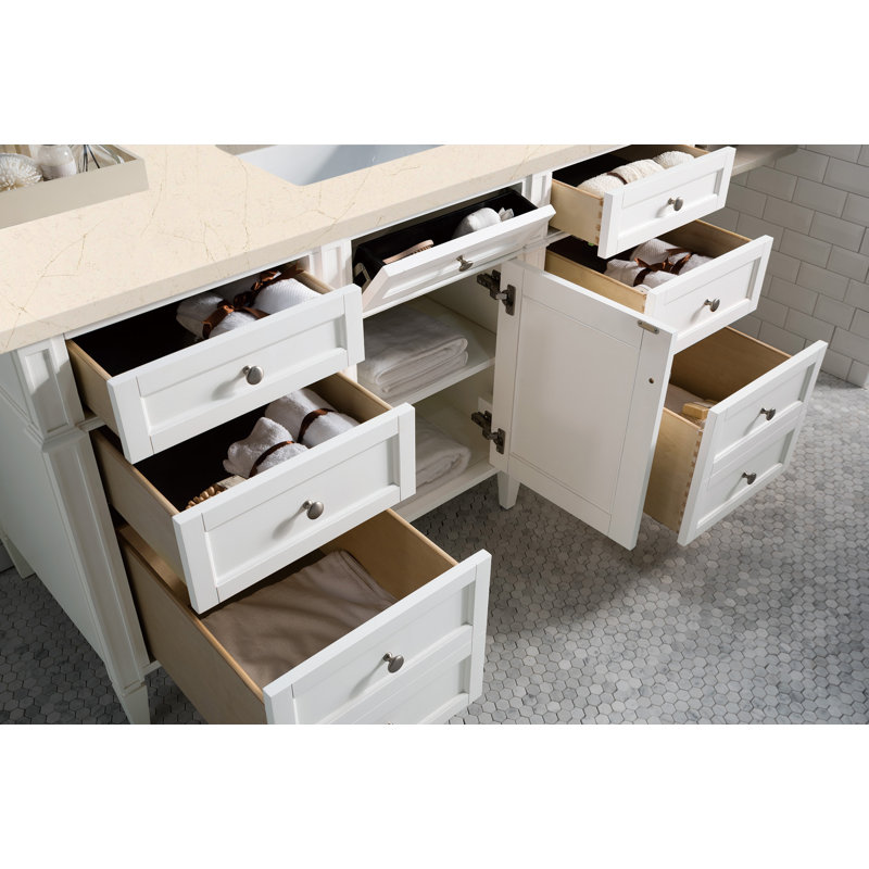Meuble-lavabo simple 60 po Dussault, Pierre de savon anthracite, Blanc brillant, 8 po