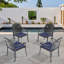 Chaise de patio en fonte d'aluminium 4 pièces avec cadre noir et coussins bleus