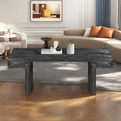 American Vintage Industrial Coffee Table With Wood Texture And Multilayer Design