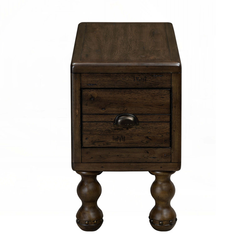 Table d'appoint avec tiroir, Brun antique