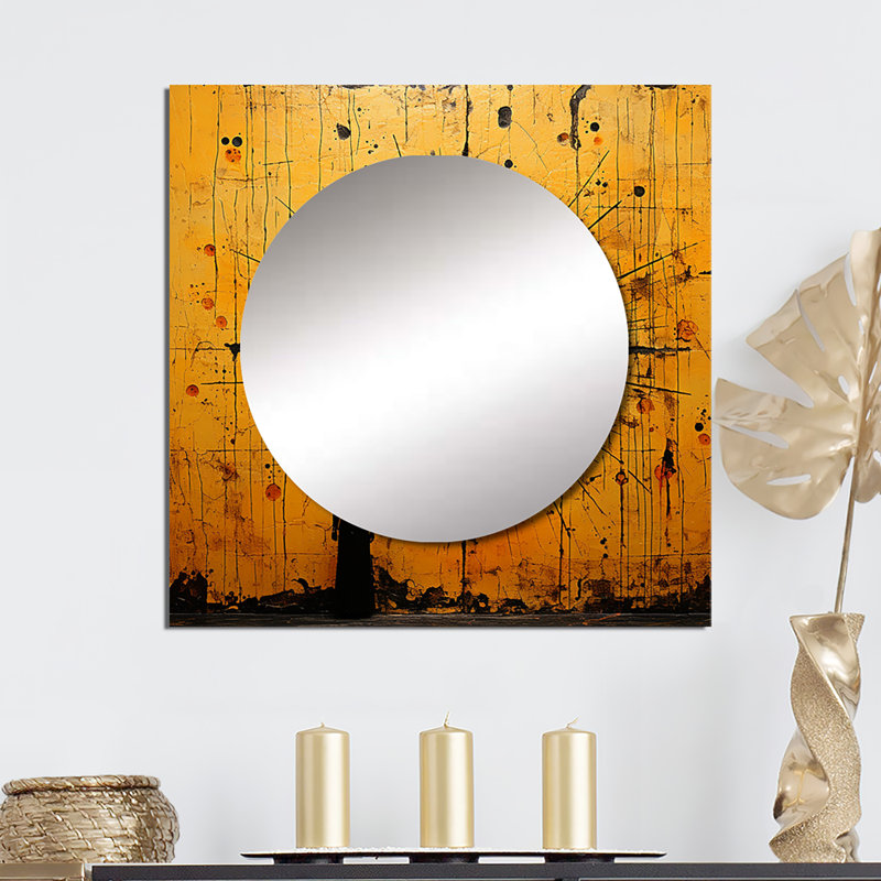 Pleine lune Révélations II Illustration rétro - miroir carré abstrait pour décor mural, 23 po x 23 po