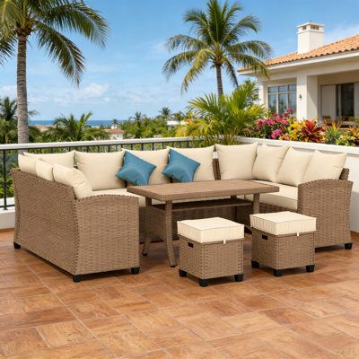 Canapé modulaire pour patio, ensemble de mobilier d'extérieur 6 pièces, ensemble de conversation pour mobilier d'extérieur