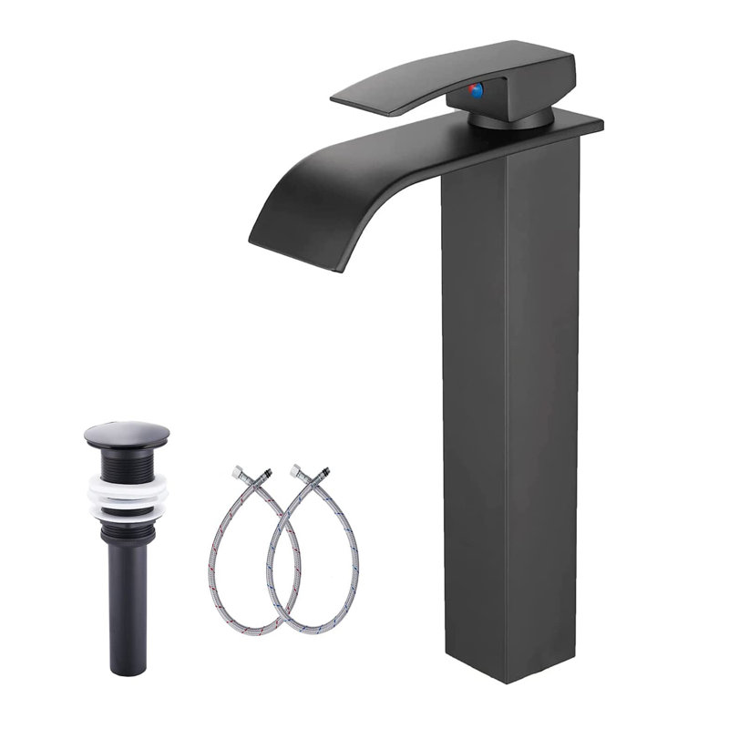 Single-handle Bathroom Faucet with Drain Assembly, Matte Black