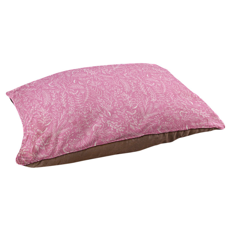 Coussin pour chien floral ditsy Byrge, Grand (l 42,5 po x P 32,5 po x H 14 po), Rose / blanc