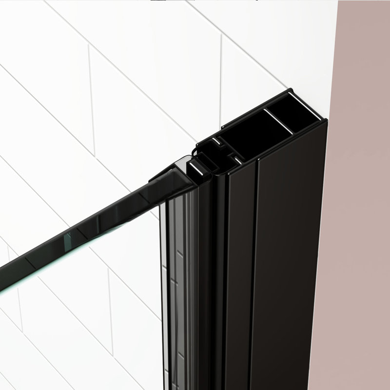 Adjustable Shower Door - 1/4 Inch Clear Tempered Glass Waterproof Black For Bathroom 30X72 Inches Bottom Seal Matte