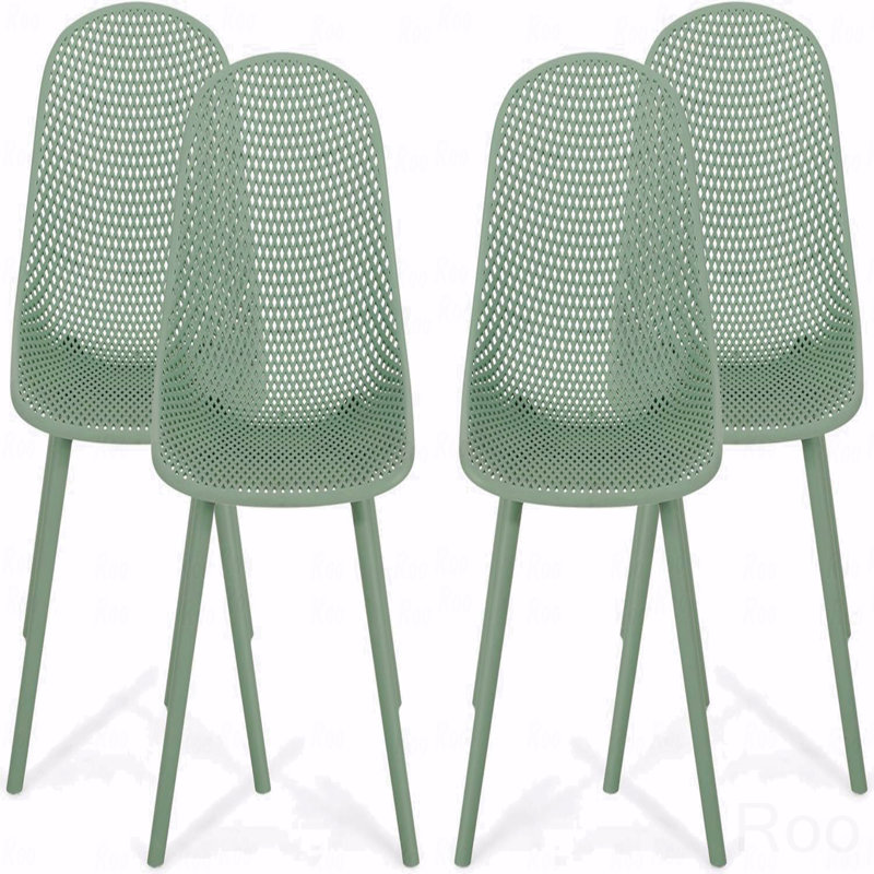 Ensemble de 4 chaises de patio minimalistes résistantes aux intempéries pour la cour - Vert, Vert