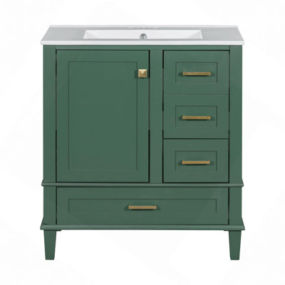 30" Bathroom Vanity, Modern Bathroom Cabinet With Sink Combo Set, Bathroom Storage Cabinet With A Soft Closing Door And 3 Drawers, Solid Wood Frame