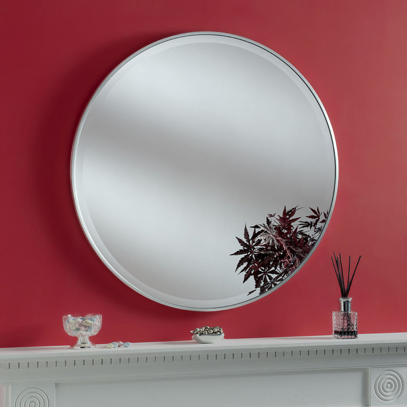 Arjay Wood Wall Mirror, 60cm H x 60cm W, Silver