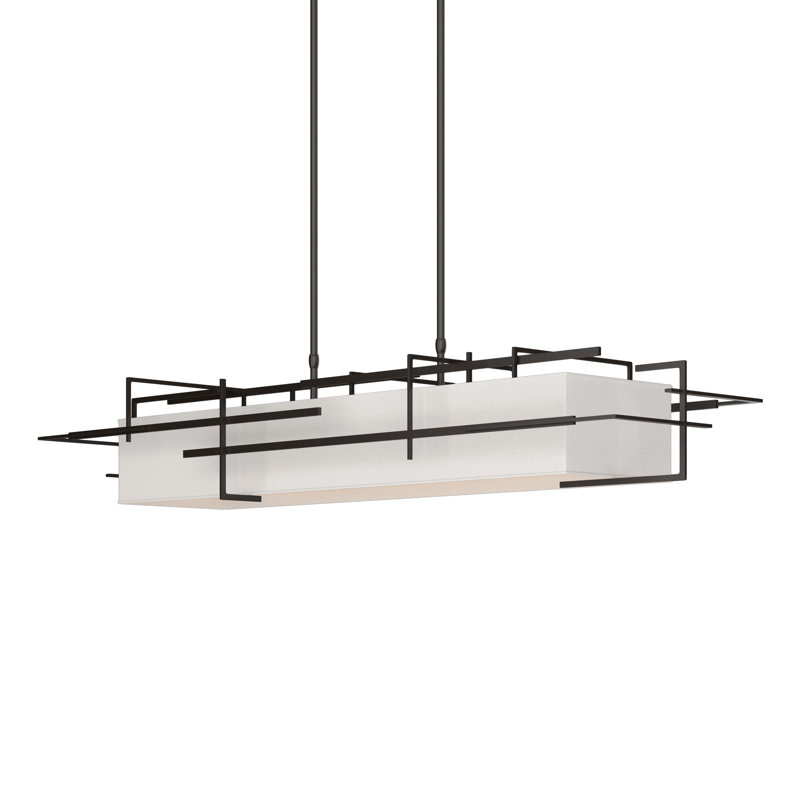 4 - Light Kitchen Island Linear Pendant, Flax, Oil Rubbed Bronze