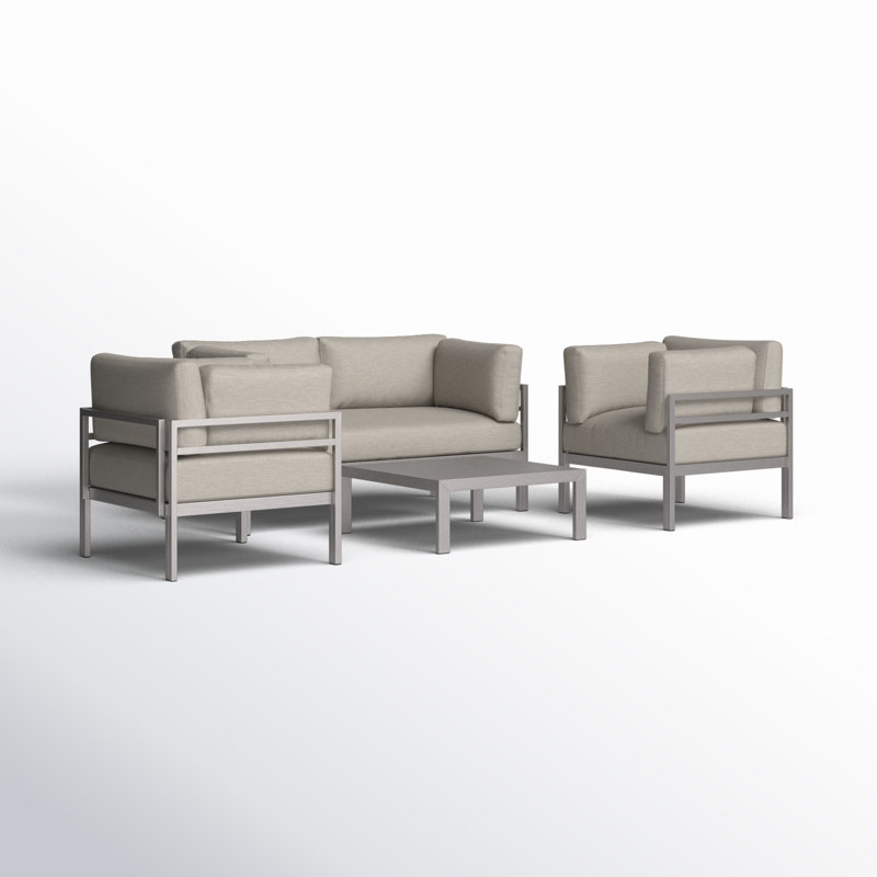 Ensemble de conversation d'extérieur en aluminium angea Home Novae pour 4 personnes avec coussins à séchage rapide - sièges de patio modernes avec grands coussins confortables et assemblage facile