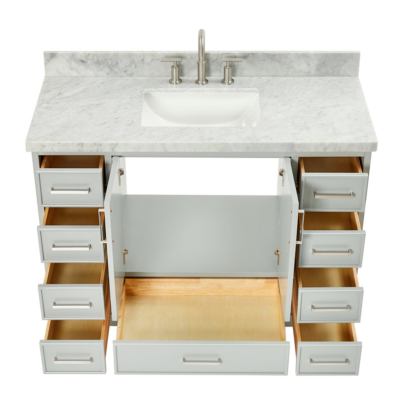Meuble-lavabo simple avec plateau Abshire 49, Gris