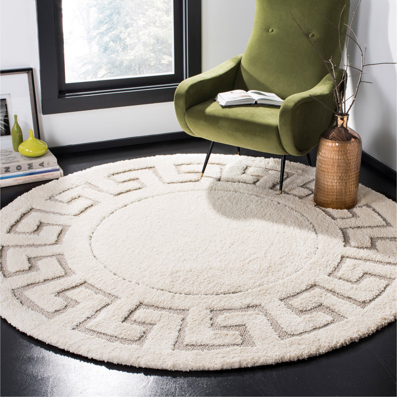 Ertvelde Shag Performance Solid Color Rug, Round 6'7"