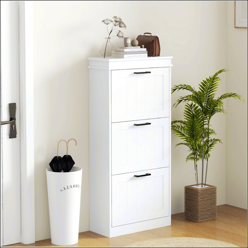 Armoire à chaussures étroite HOMcom avec 3 tiroirs rabattables et tablettes réglables pour 15 paires de chaussures