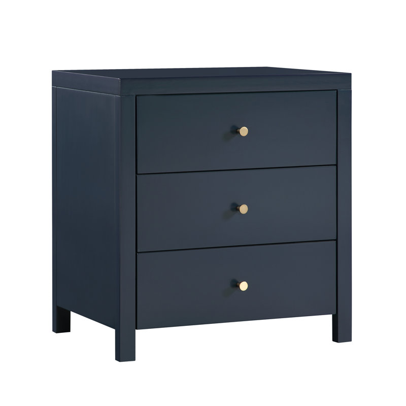 Table de chevet à 3 tiroirs, Bleu très foncé