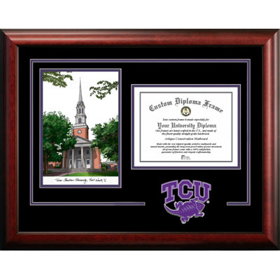 NCAA Texas Christian U Horned Frogs Spirit Graduate Diploma with Campus Images Lithograph Frame