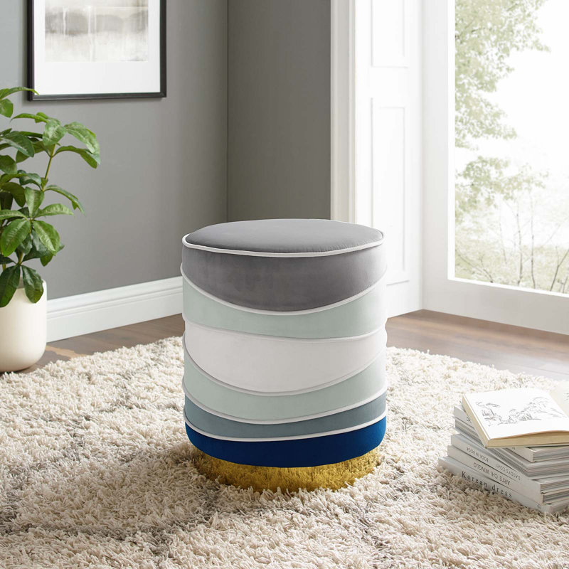 Modway Ribbon Round Performance Velvet Ottoman