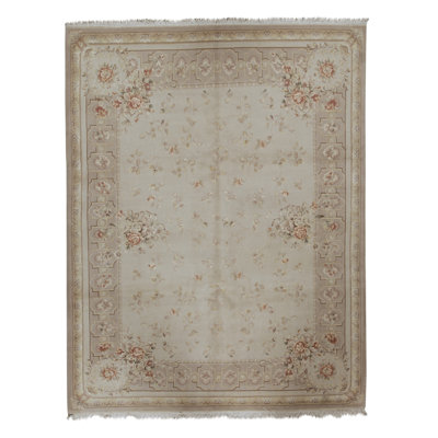 Hand Knotted Area Rug in Beige