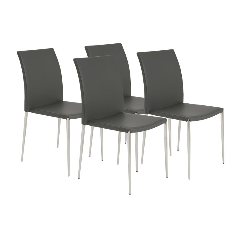 Parlex Faux Leather Upholstered Side Chair, Gray Faux Leather