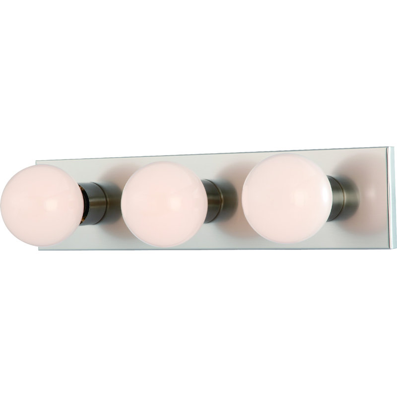 3-Light Indoor 18"W Brushed Nickel Wall Mount Vanity Light Bath Bar, Brushed Nickel
