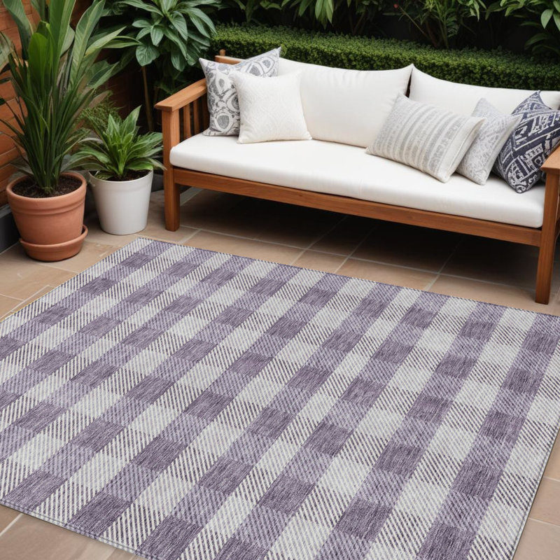 Tapis d'intérieur lavable à carreaux lavande 10 pi x 14 pi