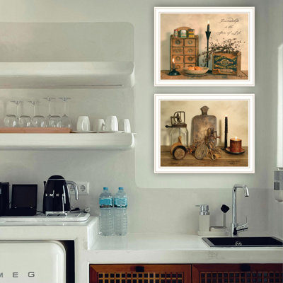 Trendy Decor 4U 2 Piece Vignette Friendship Is The Spice Of Life White Framed Wall Art For Living Room, Bedroom Wall Art Print For Home Decor By Billy Jacobs