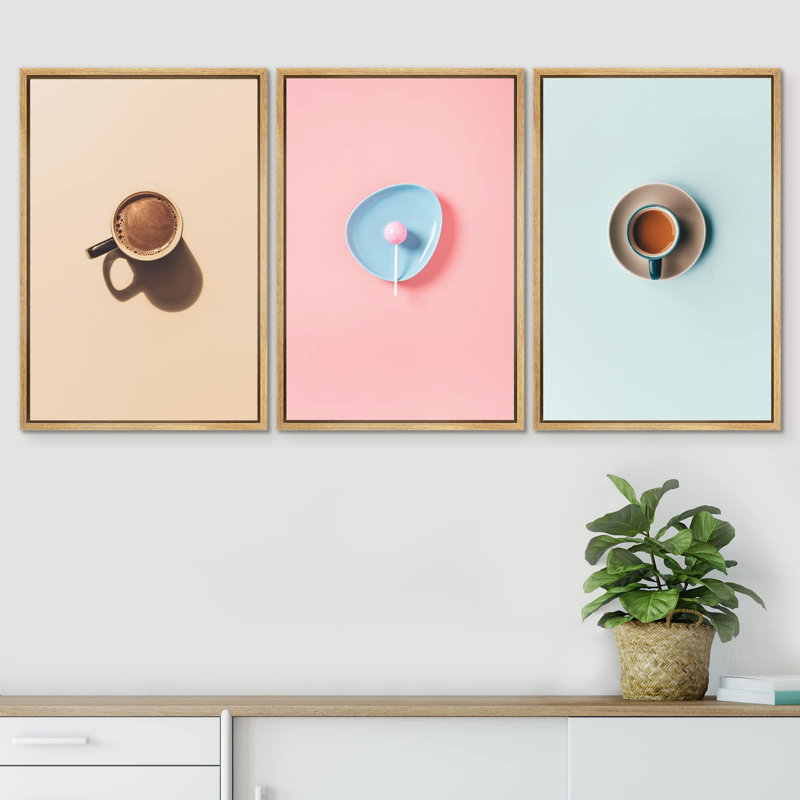 Food And Beverages 3 Piece Art Print, Naturel, H 24 po x l 16 po x P 1,5 po