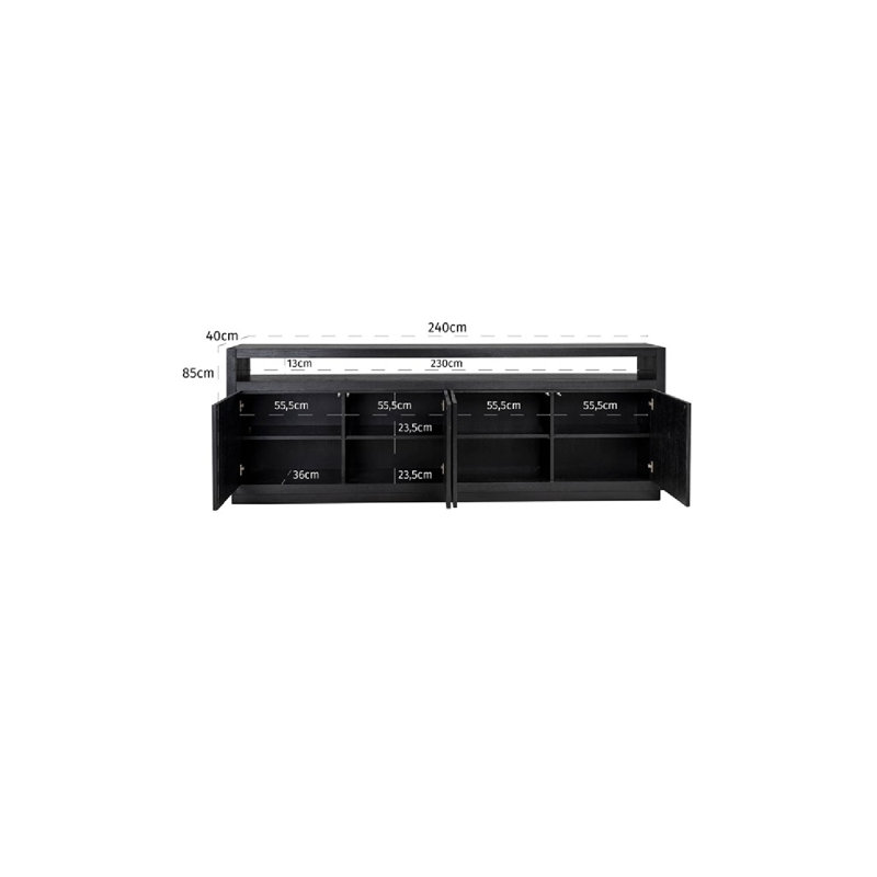 Oakura 95'' W Solid Wood Sideboard, 33" H x 95" L x 16" W