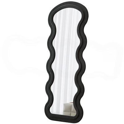 Flannel Full Length Wave Floor Mirror With Stand For Bedroom Living Room Hanging Or Against The Wall