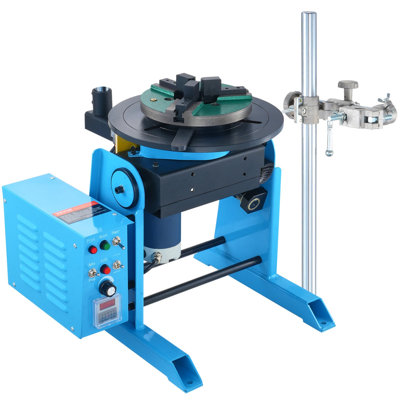Rotary Welding Positioner 66LBS / 30KG, 0-90° Welding Positioning Turntable Table 1-12RPM 80W, with 12.4 Inch 3-Jaw Lathe Chuck and Welding Torch Stand Holder for Cutting, Grinding, Assembly