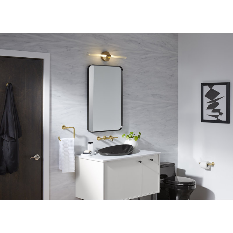 KOHLER Essential Rectangular Wall Mirror, Bathroom / Vanity Mirror with Frame, Matte Black, 60" x 28"